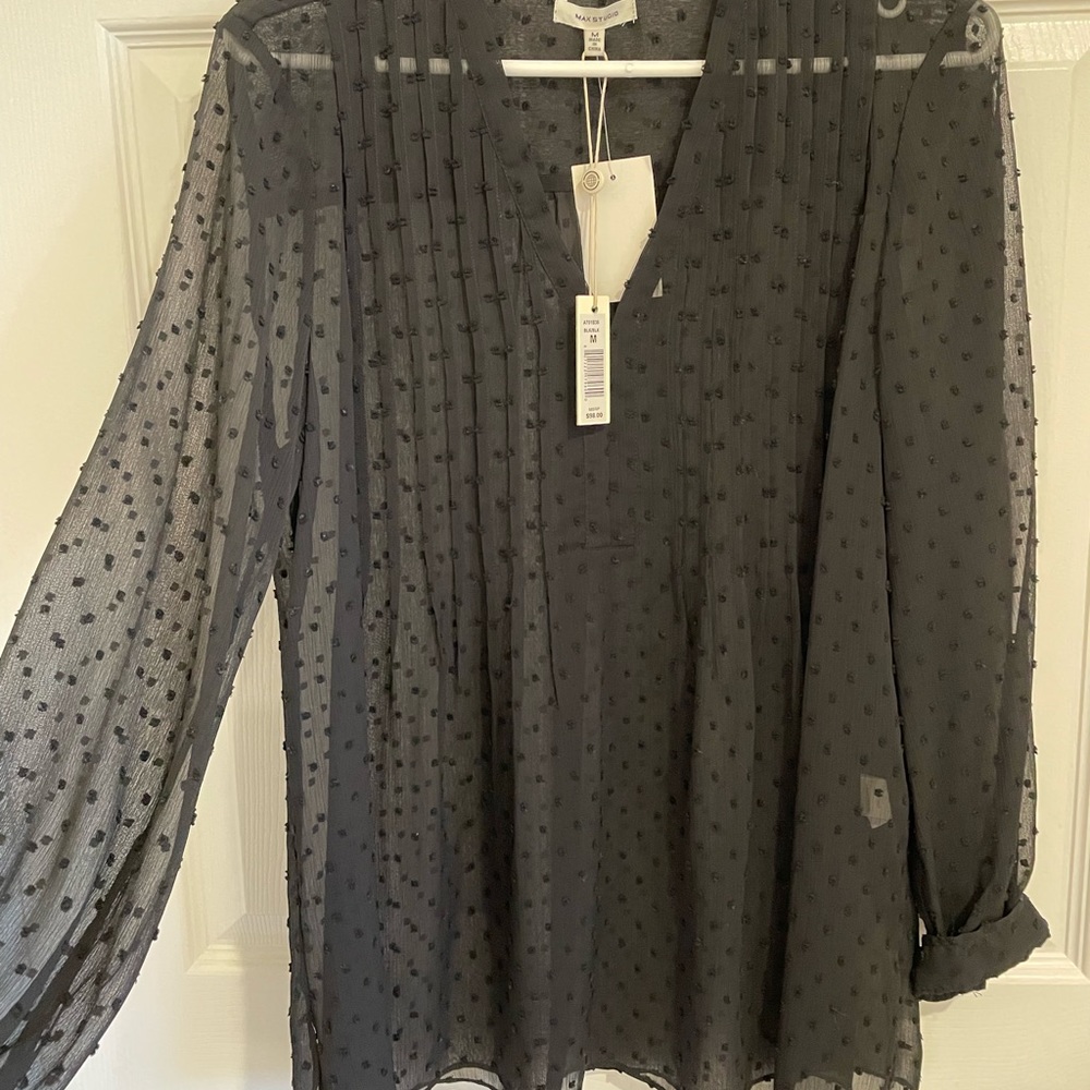 NWT BLACK SHEER BLOUSE